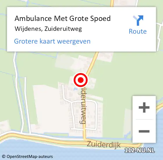 Locatie op kaart van de 112 melding: Ambulance Met Grote Spoed Naar Wijdenes, Zuideruitweg op 15 oktober 2023 20:23