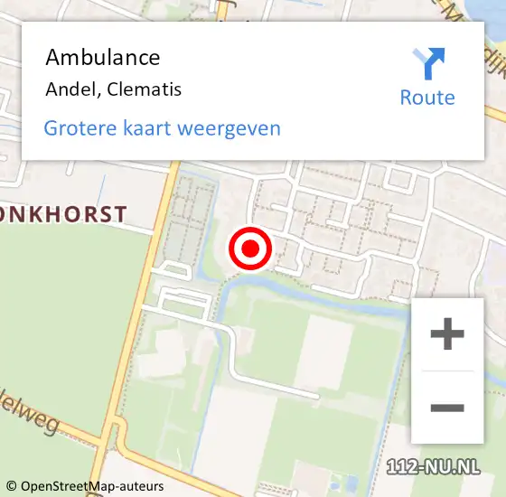 Locatie op kaart van de 112 melding: Ambulance Andel, Clematis op 11 september 2014 17:25