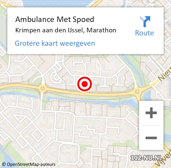 Locatie op kaart van de 112 melding: Ambulance Met Spoed Naar Krimpen aan den IJssel, Marathon op 15 oktober 2023 21:33