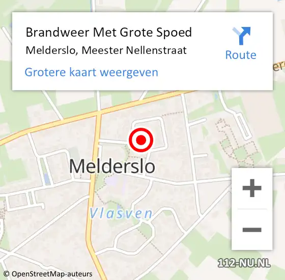 Locatie op kaart van de 112 melding: Brandweer Met Grote Spoed Naar Melderslo, Meester Nellenstraat op 15 oktober 2023 21:54