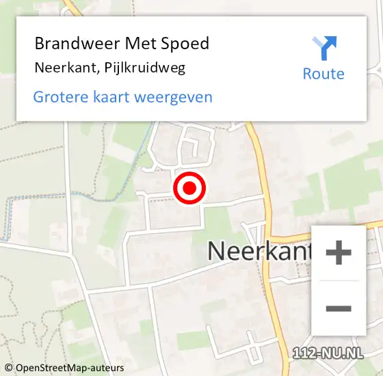 Locatie op kaart van de 112 melding: Brandweer Met Spoed Naar Neerkant, Pijlkruidweg op 15 oktober 2023 22:06