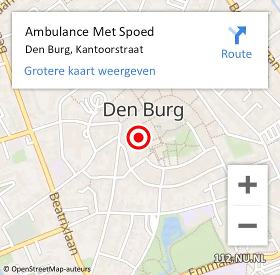 Locatie op kaart van de 112 melding: Ambulance Met Spoed Naar Den Burg, Kantoorstraat op 15 oktober 2023 22:19