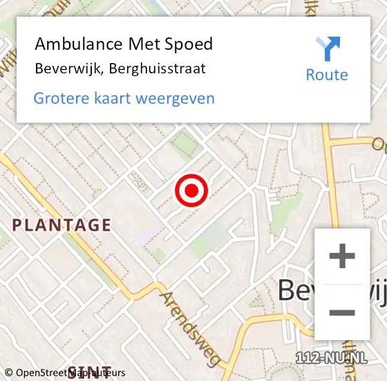 Locatie op kaart van de 112 melding: Ambulance Met Spoed Naar Beverwijk, Berghuisstraat op 15 oktober 2023 23:00