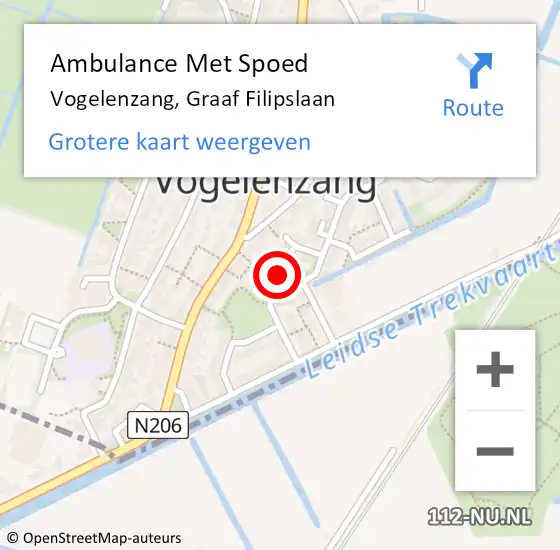 Locatie op kaart van de 112 melding: Ambulance Met Spoed Naar Vogelenzang, Graaf Filipslaan op 15 oktober 2023 23:33