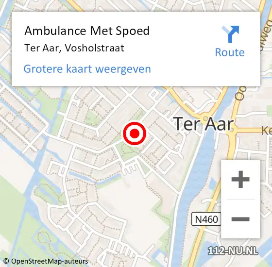 Locatie op kaart van de 112 melding: Ambulance Met Spoed Naar Ter Aar, Vosholstraat op 15 oktober 2023 23:58