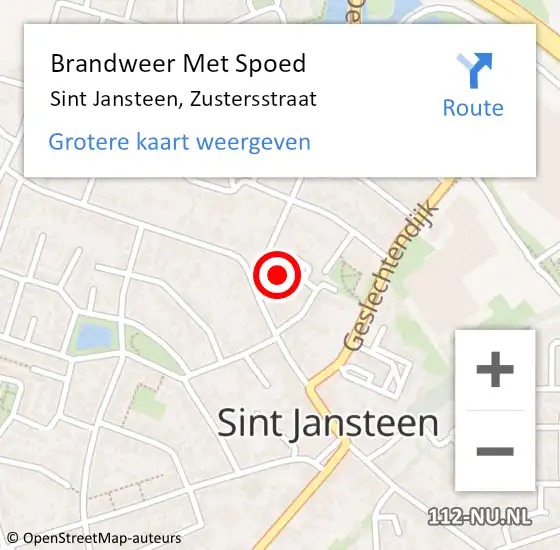 Locatie op kaart van de 112 melding: Brandweer Met Spoed Naar Sint Jansteen, Zustersstraat op 16 oktober 2023 00:42