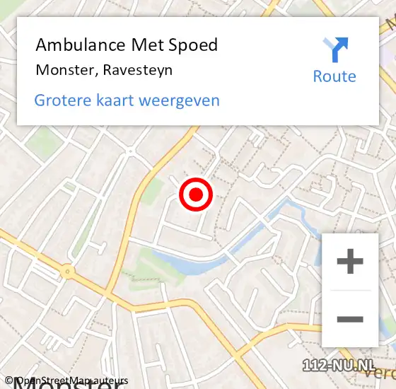 Locatie op kaart van de 112 melding: Ambulance Met Spoed Naar Monster, Ravesteyn op 16 oktober 2023 00:45