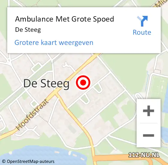 Locatie op kaart van de 112 melding: Ambulance Met Grote Spoed Naar De Steeg op 16 oktober 2023 01:12