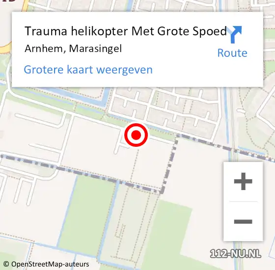 Locatie op kaart van de 112 melding: Trauma helikopter Met Grote Spoed Naar Arnhem, Marasingel op 16 oktober 2023 02:25