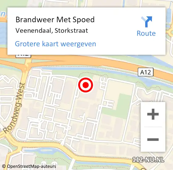 Locatie op kaart van de 112 melding: Brandweer Met Spoed Naar Veenendaal, Storkstraat op 16 oktober 2023 02:26