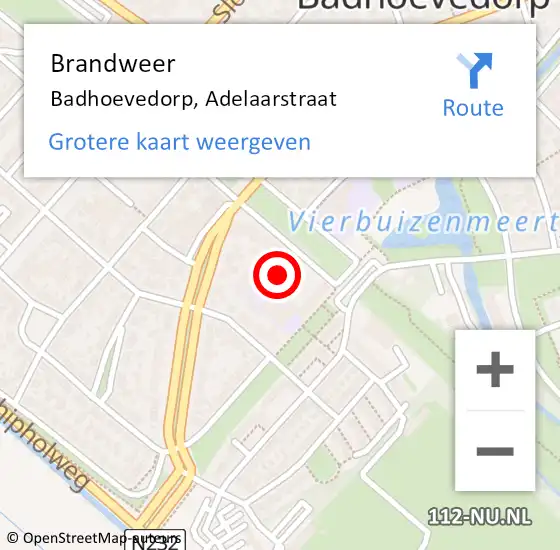 Locatie op kaart van de 112 melding: Brandweer Badhoevedorp, Adelaarstraat op 16 oktober 2023 03:09