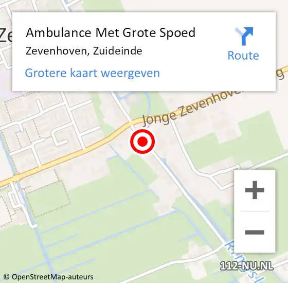 Locatie op kaart van de 112 melding: Ambulance Met Grote Spoed Naar Zevenhoven, Zuideinde op 16 oktober 2023 03:10