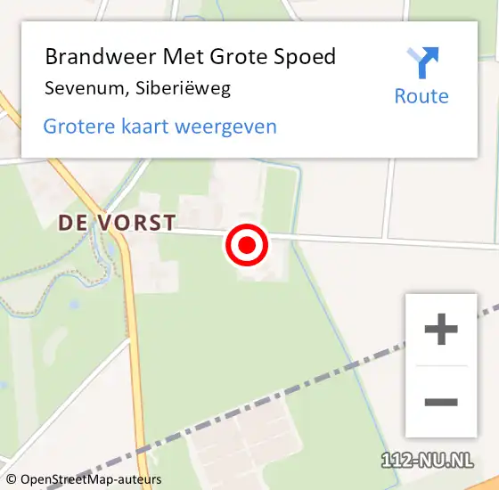 Locatie op kaart van de 112 melding: Brandweer Met Grote Spoed Naar Sevenum, Siberiëweg op 16 oktober 2023 04:27