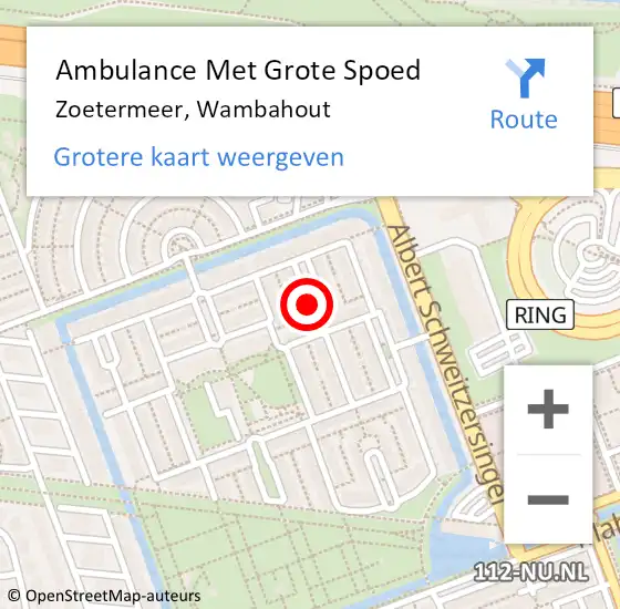 Locatie op kaart van de 112 melding: Ambulance Met Grote Spoed Naar Zoetermeer, Wambahout op 16 oktober 2023 05:06