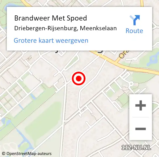 Locatie op kaart van de 112 melding: Brandweer Met Spoed Naar Driebergen-Rijsenburg, Meenkselaan op 16 oktober 2023 06:16