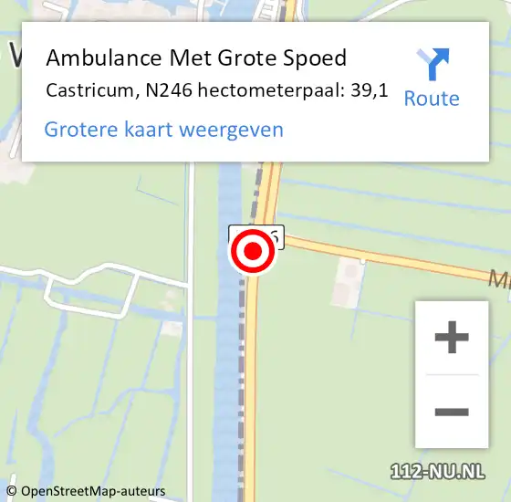 Locatie op kaart van de 112 melding: Ambulance Met Grote Spoed Naar Castricum, N246 hectometerpaal: 39,1 op 16 oktober 2023 06:46