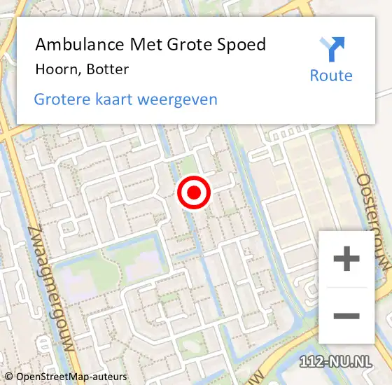 Locatie op kaart van de 112 melding: Ambulance Met Grote Spoed Naar Hoorn, Botter op 16 oktober 2023 07:01