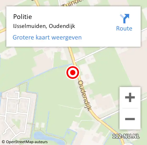 Locatie op kaart van de 112 melding: Politie IJsselmuiden, Oudendijk op 16 oktober 2023 07:34