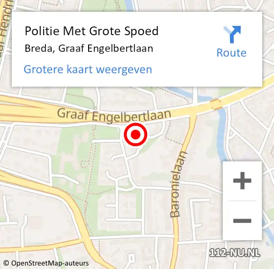 Locatie op kaart van de 112 melding: Politie Met Grote Spoed Naar Breda, Graaf Engelbertlaan op 16 oktober 2023 08:00
