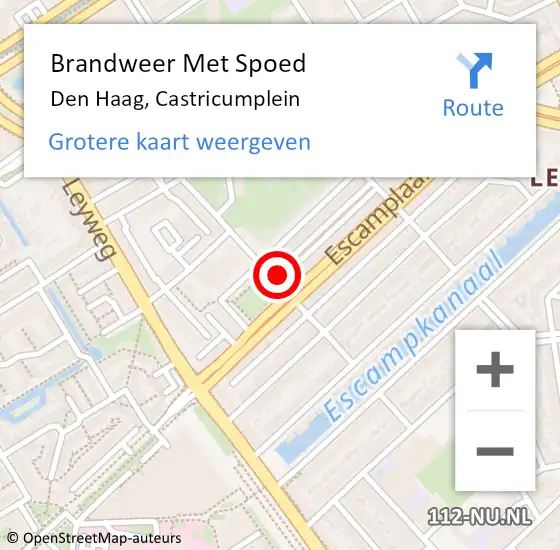 Locatie op kaart van de 112 melding: Brandweer Met Spoed Naar Den Haag, Castricumplein op 16 oktober 2023 08:19
