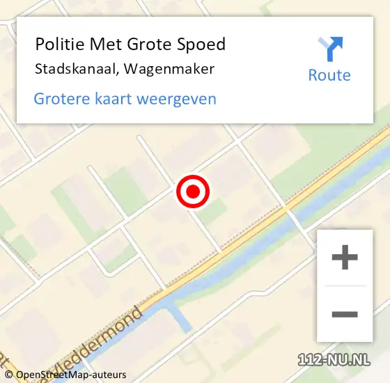 Locatie op kaart van de 112 melding: Politie Met Grote Spoed Naar Stadskanaal, Wagenmaker op 16 oktober 2023 08:21