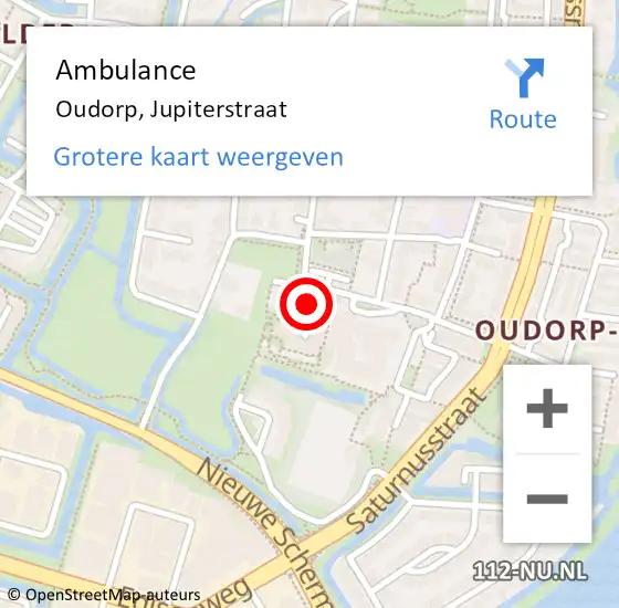 Locatie op kaart van de 112 melding: Ambulance Oudorp, Jupiterstraat op 16 oktober 2023 08:21