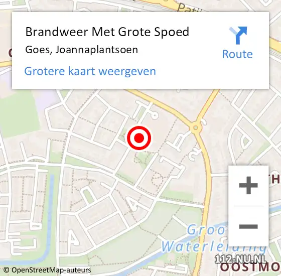 Locatie op kaart van de 112 melding: Brandweer Met Grote Spoed Naar Goes, Joannaplantsoen op 14 oktober 2013 10:03