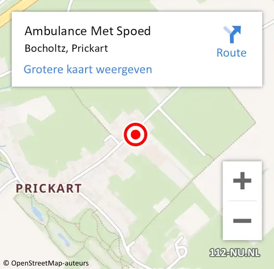 Locatie op kaart van de 112 melding: Ambulance Met Spoed Naar Bocholtz, Prickart op 11 september 2014 18:10