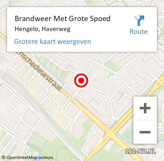 Locatie op kaart van de 112 melding: Brandweer Met Grote Spoed Naar Hengelo, Haverweg op 16 oktober 2023 09:15