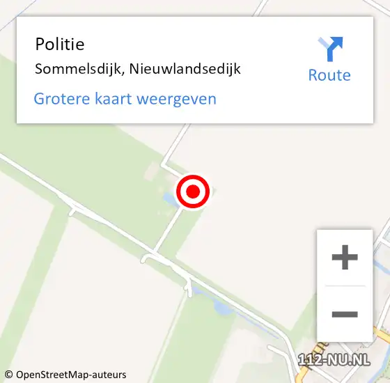 Locatie op kaart van de 112 melding: Politie Sommelsdijk, Nieuwlandsedijk op 16 oktober 2023 09:36