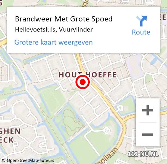 Locatie op kaart van de 112 melding: Brandweer Met Grote Spoed Naar Hellevoetsluis, Vuurvlinder op 16 oktober 2023 09:46