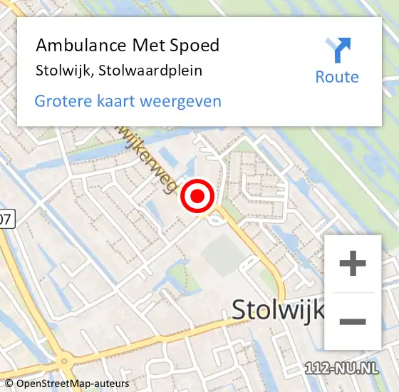 Locatie op kaart van de 112 melding: Ambulance Met Spoed Naar Stolwijk, Stolwaardplein op 16 oktober 2023 09:50