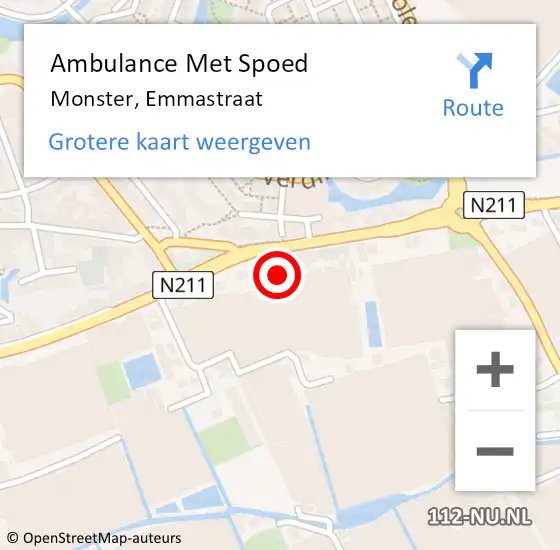 Locatie op kaart van de 112 melding: Ambulance Met Spoed Naar Monster, Emmastraat op 16 oktober 2023 09:55