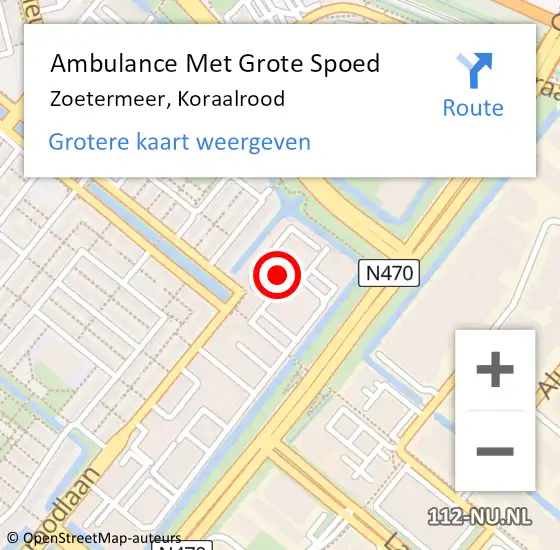 Locatie op kaart van de 112 melding: Ambulance Met Grote Spoed Naar Zoetermeer, Koraalrood op 16 oktober 2023 10:11