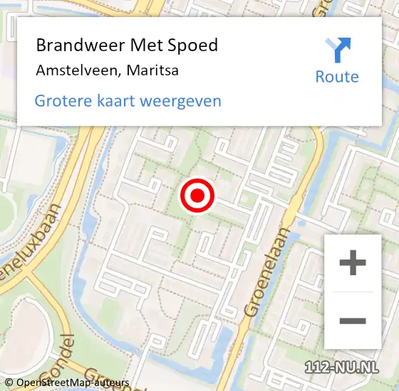 Locatie op kaart van de 112 melding: Brandweer Met Spoed Naar Amstelveen, Maritsa op 16 oktober 2023 10:27