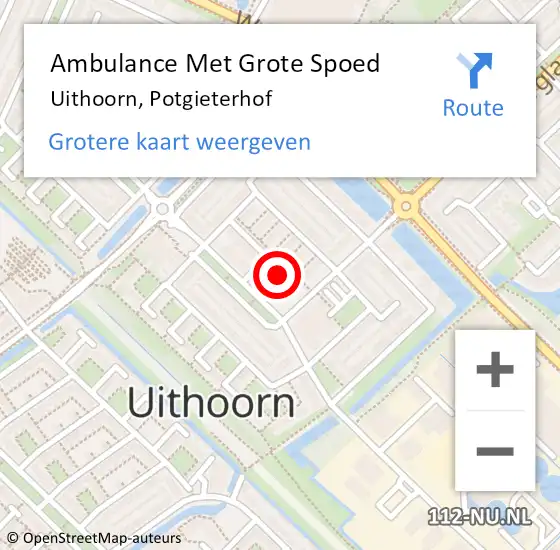 Locatie op kaart van de 112 melding: Ambulance Met Grote Spoed Naar Uithoorn, Potgieterhof op 16 oktober 2023 10:34