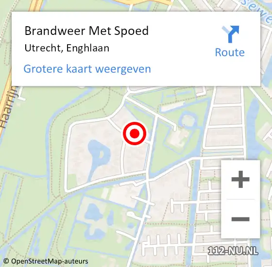 Locatie op kaart van de 112 melding: Brandweer Met Spoed Naar Utrecht, Enghlaan op 16 oktober 2023 10:57