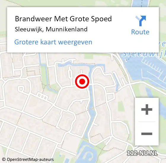 Locatie op kaart van de 112 melding: Brandweer Met Grote Spoed Naar Sleeuwijk, Munnikenland op 16 oktober 2023 11:37