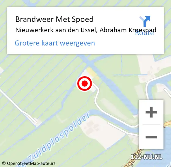 Locatie op kaart van de 112 melding: Brandweer Met Spoed Naar Nieuwerkerk aan den IJssel, Abraham Kroespad op 16 oktober 2023 11:52