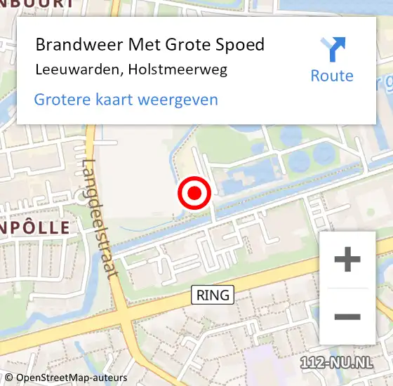 Locatie op kaart van de 112 melding: Brandweer Met Grote Spoed Naar Leeuwarden, Holstmeerweg op 16 oktober 2023 11:59