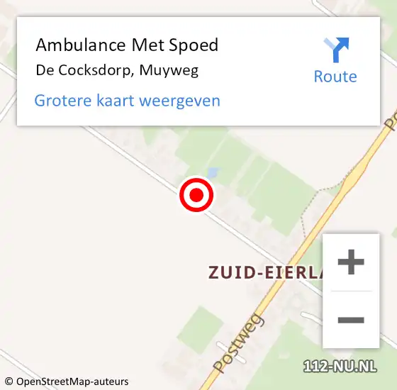 Locatie op kaart van de 112 melding: Ambulance Met Spoed Naar De Cocksdorp, Muyweg op 16 oktober 2023 12:07