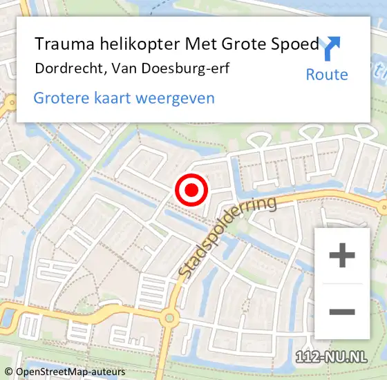 Locatie op kaart van de 112 melding: Trauma helikopter Met Grote Spoed Naar Dordrecht, Van Doesburg-erf op 16 oktober 2023 12:12