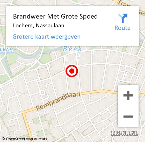 Locatie op kaart van de 112 melding: Brandweer Met Grote Spoed Naar Lochem, Nassaulaan op 16 oktober 2023 12:14