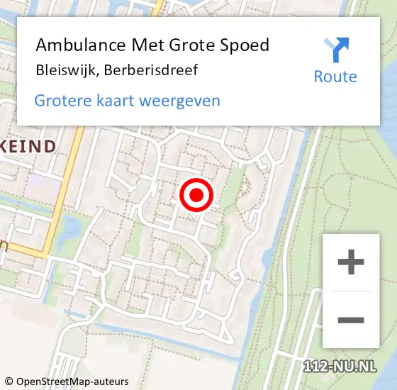 Locatie op kaart van de 112 melding: Ambulance Met Grote Spoed Naar Bleiswijk, Berberisdreef op 16 oktober 2023 12:25