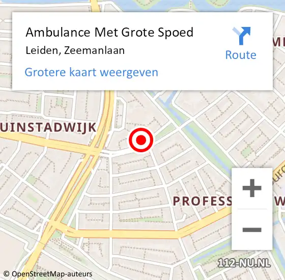 Locatie op kaart van de 112 melding: Ambulance Met Grote Spoed Naar Leiden, Zeemanlaan op 16 oktober 2023 12:35