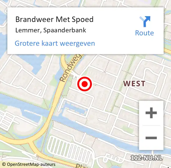 Locatie op kaart van de 112 melding: Brandweer Met Spoed Naar Lemmer, Spaanderbank op 16 oktober 2023 12:39