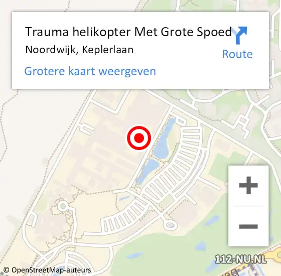 Locatie op kaart van de 112 melding: Trauma helikopter Met Grote Spoed Naar Noordwijk, Keplerlaan op 16 oktober 2023 12:45