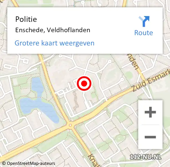 Locatie op kaart van de 112 melding: Politie Enschede, Veldhoflanden op 16 oktober 2023 13:00