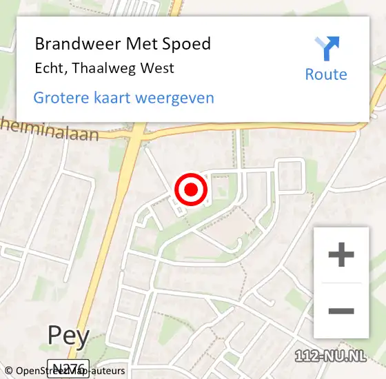 Locatie op kaart van de 112 melding: Brandweer Met Spoed Naar Echt, Thaalweg West op 16 oktober 2023 13:07