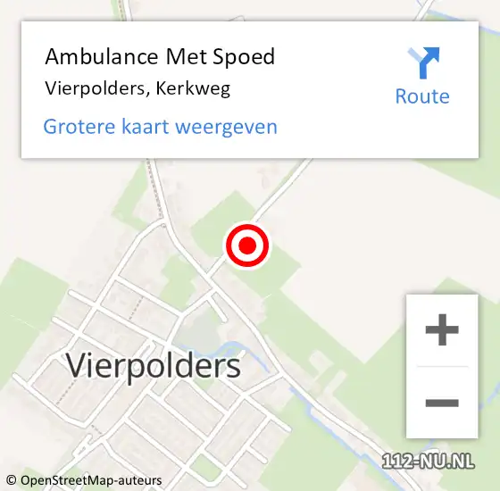 Locatie op kaart van de 112 melding: Ambulance Met Spoed Naar Vierpolders, Kerkweg op 16 oktober 2023 13:16